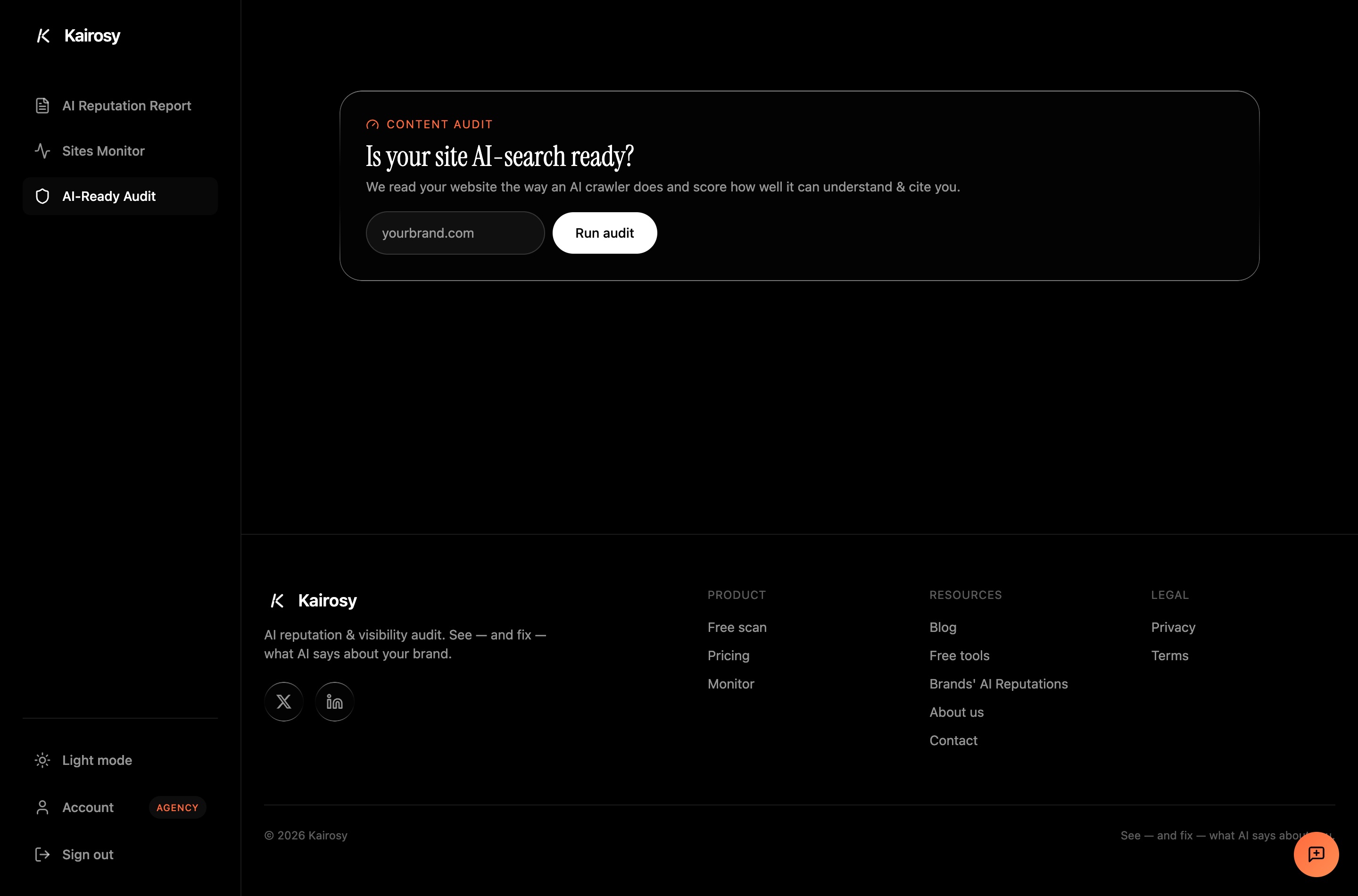 Kairosy AI-ready audit — page-level AI crawlability and structure checks