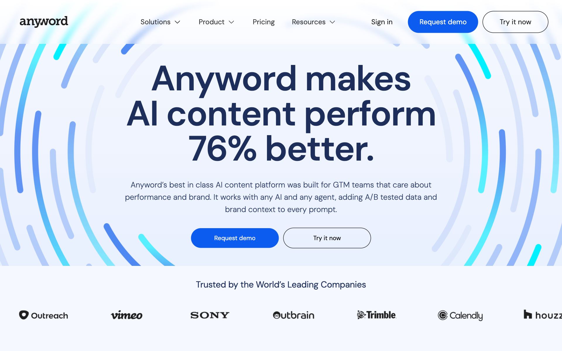 Anyword homepage — the site AI engines are judging