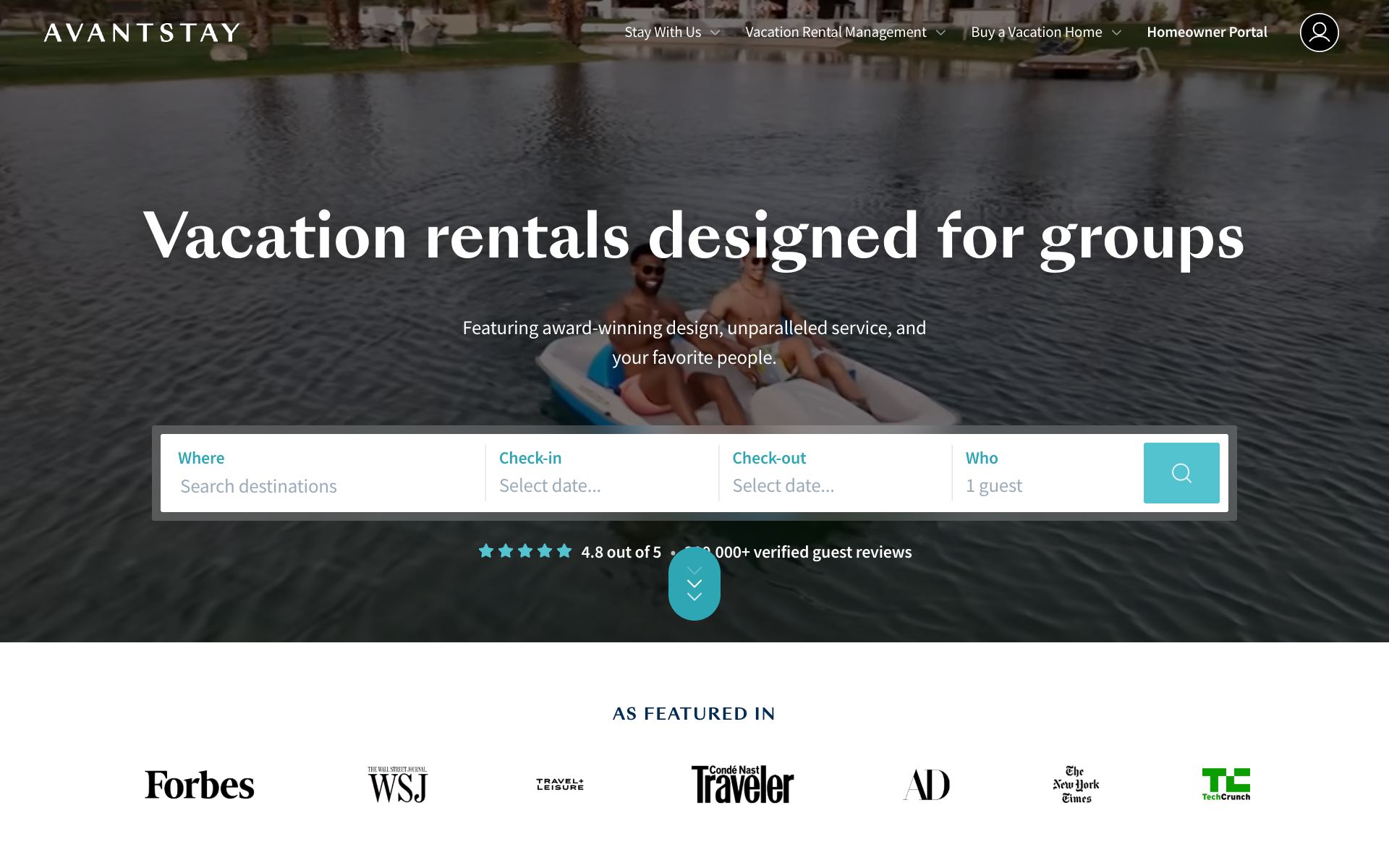 AvantStay homepage — the site AI engines are judging