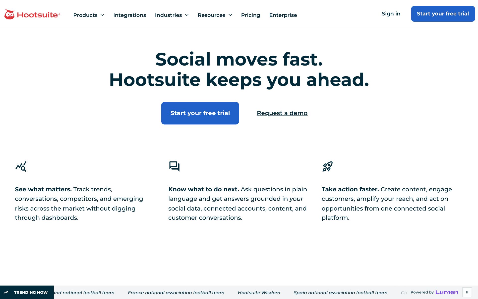 Hootsuite homepage — the site AI engines are judging
