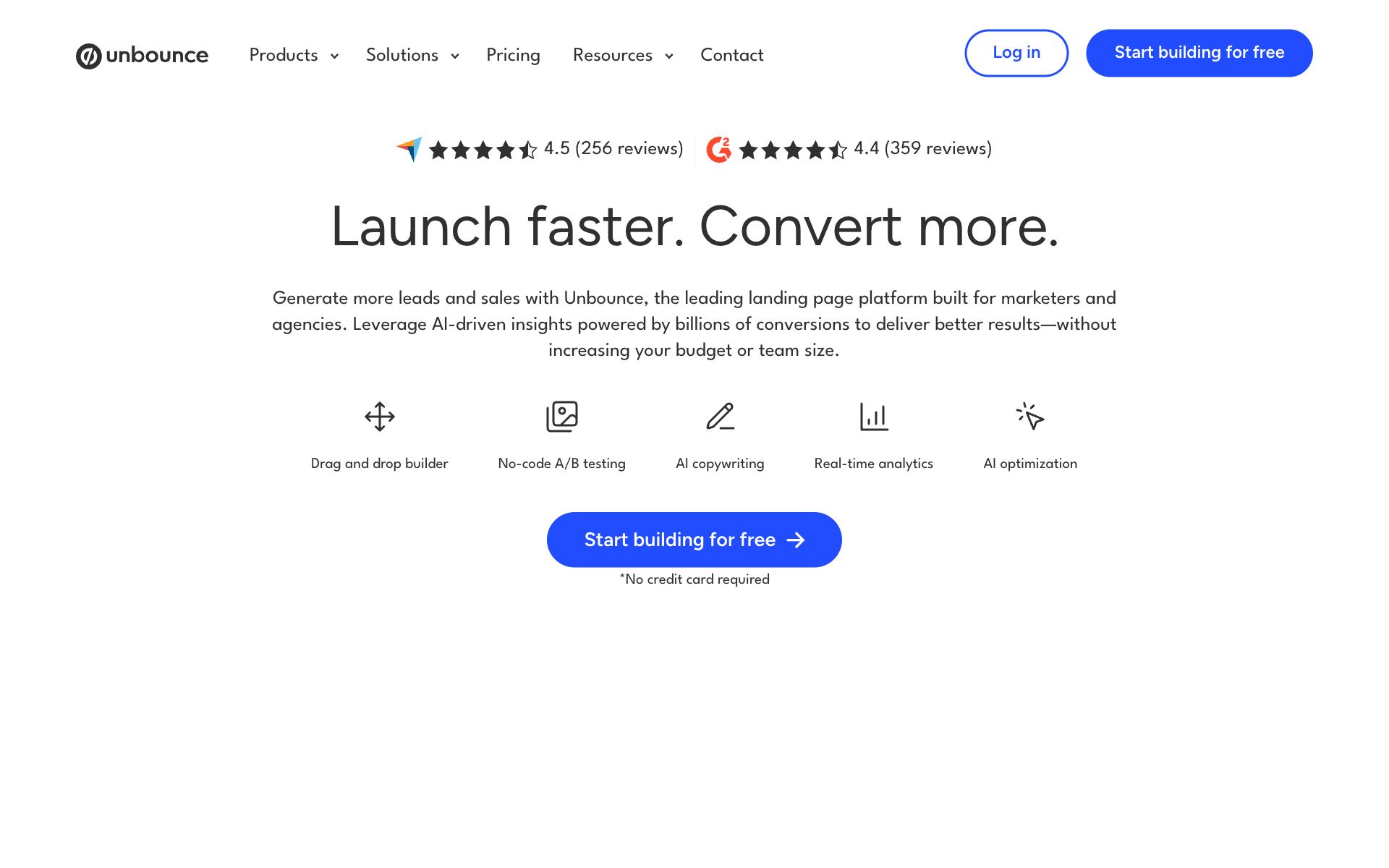 Unbounce homepage — the site AI engines are judging
